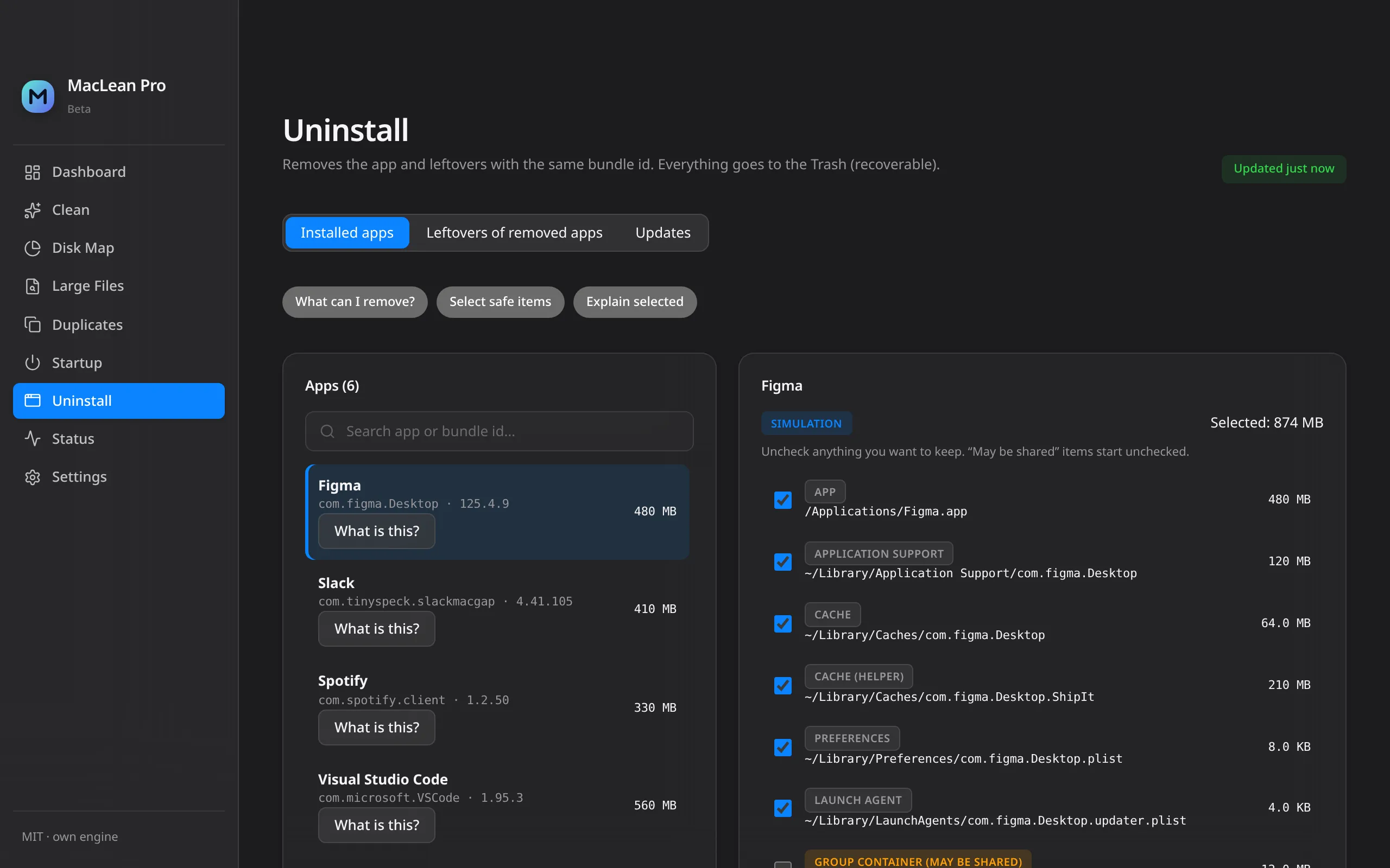 MacLean Pro — Uninstall
